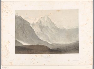 Pohled do údolí Grindelwald Údolí Grindelwald (název na objektu) Tváře ve Švýcarsku a Savoy (název série) La Suisse et la Savoie (název série na objektu) od Eugene Ciceri