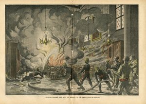 Ilustrace Eugene Damblans (1865-1945) v Le Pelerin, 26. 6. 2004 - Kostel Suresnes poblíž Paříže je vypálen Apači - Různá fakta, Náboženství Víra, Nejisté, Kostely Cathedrale, Oheň, Suresnes, Katolicismus - Proxen Apačů od Eugene Damblans