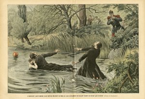 Ilustrace Eugene Damblans (1865-1945) v Le Pelerin, 30. 7. 2005 - V Riaucourt (Haute-Marne) dva kněží umírají oběťmi své oddanosti při snaze zachránit dítě, které se utopilo - Různá fakta, Dětství, Námořní Marine Nautical Balneaire, Riviéra od Eugene Damblans