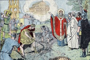 Římský císař Konstantin I. (272-337) se po křtu papežem svatým Silvestrem rozhodl postavit v Lateránu baziliku Svatého Spasitele (dnes sv. Jana z Laterana, San Giovanni in Laterano), která byla vysvěcena v roce 324, a vzal dvanáct košů od Eugene Damblans