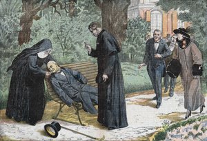 Theophile Delcassé (1852-1923), francouzský politik zemřel na embolii v zahradě eveche v Nice v roce 1923. Kresba Damblans. od Eugene Damblans