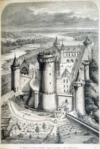 Le chateau de Coucy, restaurováno - rytina ze skici// Eugena Viollet-le-Duca (Viollet le Duc) (1814-1879) - „“Le Monde illustrious””” z 8.5.1858. od Eugene Emmanuel (after) Viollet le Duc
