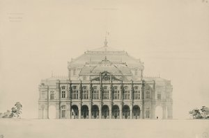 Francie, Paříž, Návrhy předložené Viollet le Duc v soutěži na stavbu nového operního domu v Paříži od Eugene Emmanuel Viollet le Duc