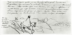 Viollet-le-Duc na svých cestách po Francii (inkoust na papíře) od Eugene Emmanuel Viollet le Duc