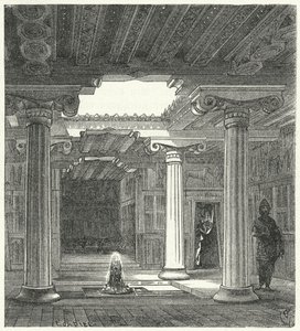 Iónské nádvoří starověkého řeckého domu od Eugene Emmanuel after Viollet le Duc