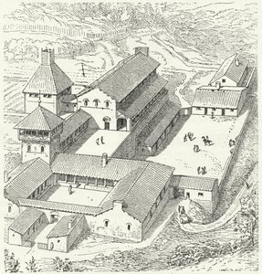 Merovejský královský palác od Eugene Emmanuel after Viollet le Duc