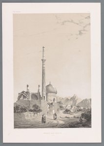 Mešita Baba Sukhte s minaretem Bagh-e-Ghoushkhane v Isfahánu Mešita Baba-Souctah Ispahan (název na objektu) Perské krajiny (název série) Perse modern (název série) od Eugene Flandin