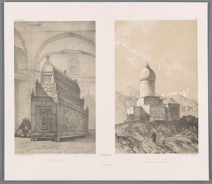 Graftombe van Esther v Mordechai Kenotaph of Esther (název na předmětu) Památník postavený na památku Esther a Mordecaie (titul na předmětu) A Hamadan (název na objektu) Perzische landschappen (název série) Moderní Persie (název série) od Eugene Flandin