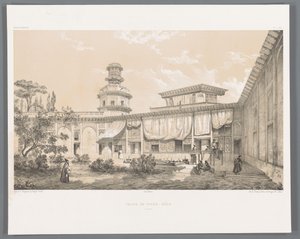 Palác Char Bagh v Isfahánu Palais du Tchar-Bach Ispahan (název na objektu) Perské krajiny (název série) Perse modern (název série) od Eugene Flandin