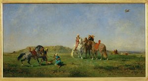Chasse au faucon en Algerie - Lov se sokoly v Alžírsku... od Eugène Fromentin