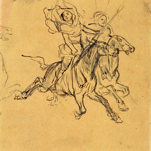 Studie von zwei Reitern od Eugène Fromentin