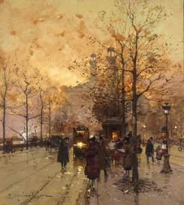 Postavy na pařížské ulici od Eugene Galien Laloue