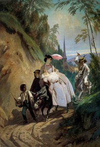 Vydejte se s oslem do Montmorency Obraz od Eugena Girauda (1806-1881) Paříž 19. století, dekorativní umění