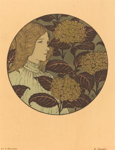 Rondel portrét dívky od Eugene Grasset
