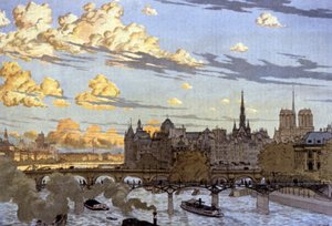 Ile de la Cite při pohledu z mostu Louvre od Eugene Grasset