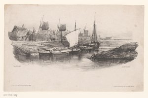 Přístav s loděmi a větrnými mlýny Platit kanál Memories of Eugène Isabey (název série) Souvenirs d