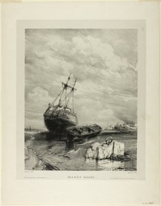 Low Tide, deska šest od Six Marines od Eugene Isabey