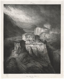 Malebné a romantické cesty ve staré Francii: Auvergne (sv. II): Kostel sv. Jana, Thiers, deska 129 od Eugene Isabey