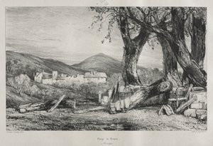 Malebné a romantické cesty ve staré Francii: Auvergne sv. II, Royatská soutěska, deska 79, 1830 od Eugene Isabey