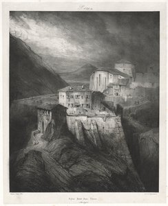 Malebné a romantické cesty ve staré Francii: Auvergne sv. II: Kostel sv. Jana, Thiers, Talíř od Eugene Isabey