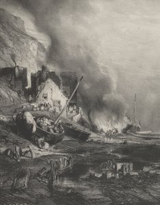 Úprava lodi při odlivu, 1833. od Eugene Isabey