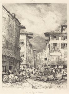 Rue des Gras v Clermontu od Eugene Isabey