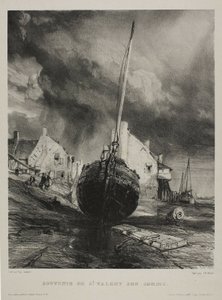 Suvenýr St. Valéry-sur-Somme, deska tři od Six Marines od Eugene Isabey