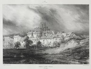 Malebné a romantické cesty ve starověké Francii, Auvergne: Château de Pont-Gibaud od Eugene Isabey