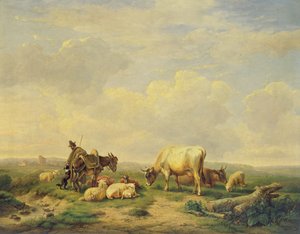 Pastevec a stádo, kolem roku 1880