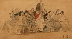 Odpoledne na pláži, c.1865 od Eugene Louis Boudin