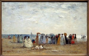 Koupající se na pláži Trouville, Calvados. Obraz Eugene Louis Boudin (1824-1898) od Eugene Louis Boudin