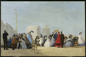 Pláž poblíž Trouville, 1864 od Eugene Louis Boudin