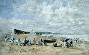 Plážová scéna (olej na plátně) od Eugene Louis Boudin