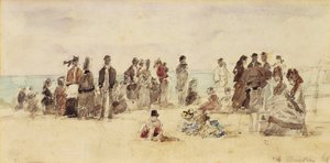 Beach Scene, 1864 (pero, inkoust a wc na papíře) od Eugene Louis Boudin
