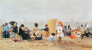 Plážová scéna, Trouville, 1881 od Eugene Louis Boudin