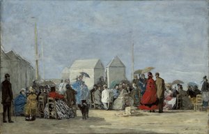 Plážová scéna v Trouville; Plážová scéna v Trouville, 1864 od Eugene Louis Boudin