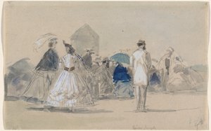 Krinolíny na pláži, c. 1865. od Eugene Louis Boudin