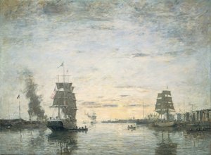 Vjezd do přístavu, Le Havre od Eugene Louis Boudin