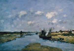 La Canche při odlivu, Etaples (olej na plátně) od Eugene Louis Boudin