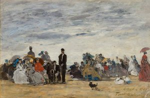Pláž v Trouville od Eugene Louis Boudin