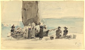 Nakládání člunů, c. 1875. od Eugene Louis Boudin