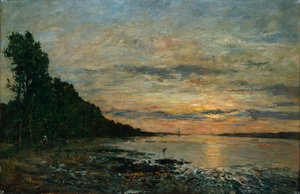Plougastel, Západ slunce nad ústím, kolem 1870-73 od Eugene Louis Boudin