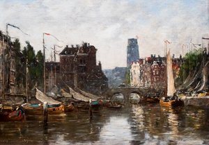 Rotterdam, burzovní most od Eugene Louis Boudin