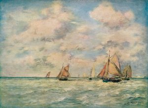 Výjezd Z Lodí V Trouville, 19. Století od Eugene Louis Boudin