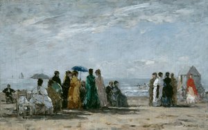 Pláž v Trouville od Eugene Louis Boudin