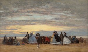 Pláž ve Villerville od Eugene Louis Boudin