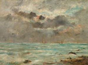 Pobřeží v Trouville, asi 1865-1900 (olej na látce) od Eugene Louis Boudin