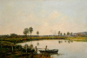 The Water Meadows v Deauville, Francie (olej na plátně) od Eugene Louis Boudin