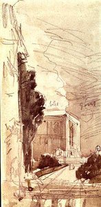 Terasa zámku (akvarel na papíře) od Eugene Louis Boudin