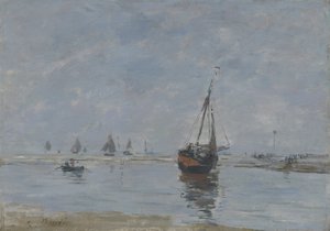 Trouville při odlivu, kolem 1888-95 od Eugene Louis Boudin
